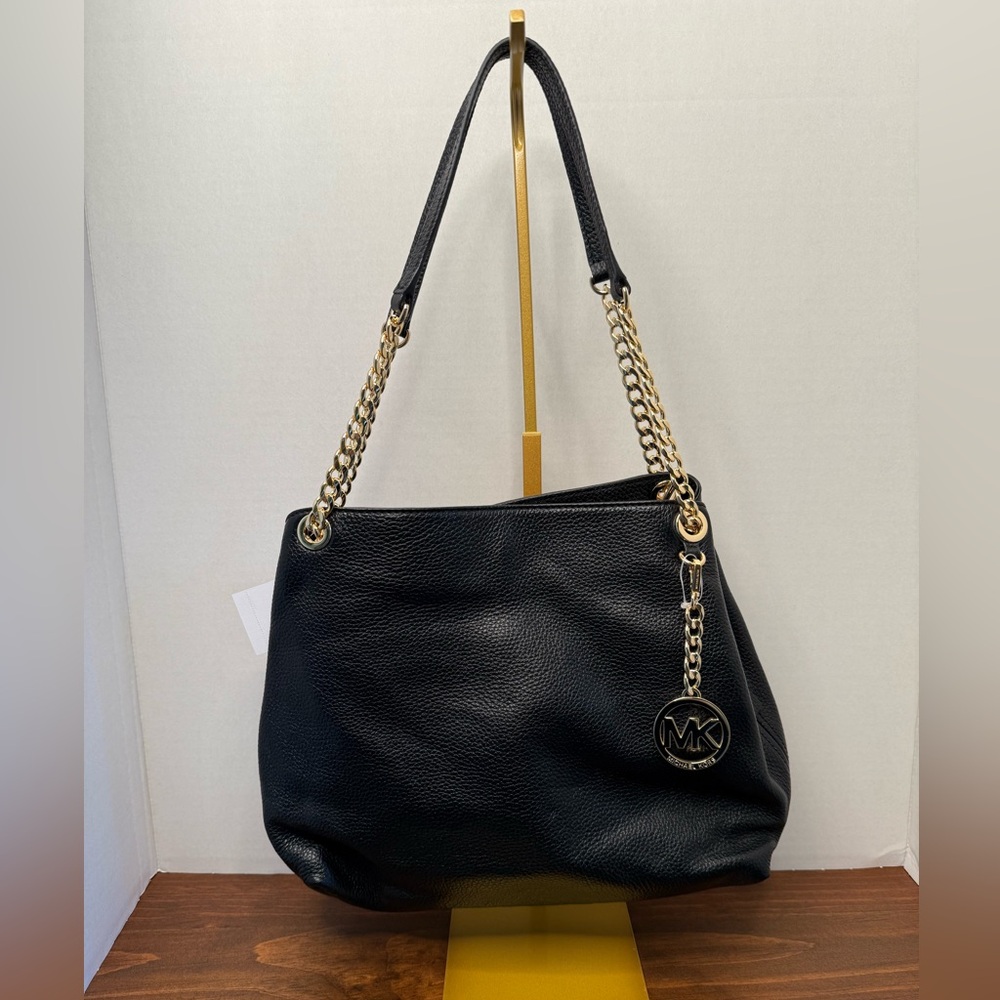 Michael Kors Black Shoulder Bag with Gold Chain